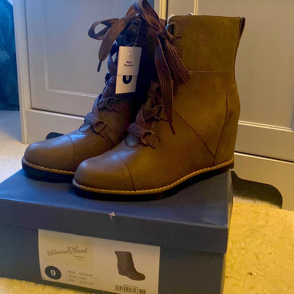 Katherine wedge lace up booties